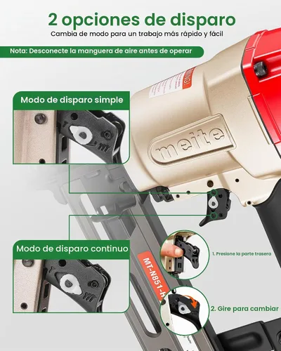 Vista 5 de meite Engrapadora de corona estándar de calibre 16 de 7/16 pulgadas, pistola de grapas neumática de construcción resistente para subsuelo