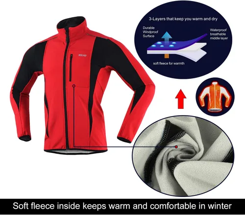 Vista 24 de Chaqueta térmica para ciclismo (tejido Softshell, resistente al viento, impermeable, 15K) de ARSUXEO
