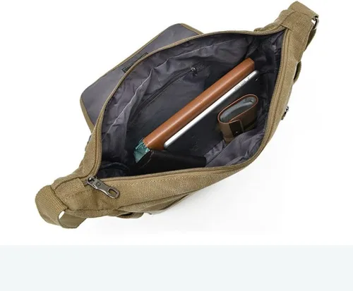 Vista 5 de CZDYUF - Bolso de mensajero de lona para hombre, para actividades al aire libre, múltiples bolsillos, bolsa de hombro cruzada, bolsa de viaje