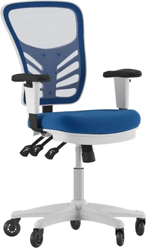 Vista 12 de Flash Furniture Nicholas Silla de oficina ergonómica giratoria ejecutiva multifunción de malla negra con brazos ajustables y ruedas de rodillo