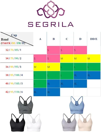 Vista 6 de SEGRILA Brasier deportivo para mujer, con espalda cruzada, con tirantes ajustables