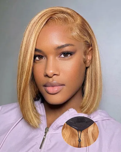 Vista 23 de Pelucas Rizadas de Cabello Humano 13x4 HD Pelucas de Encaje Frontal de Ondas Profundas Cabello Humano Pre Desplumadas 12 Pulgadas Peluca Bob Cabello