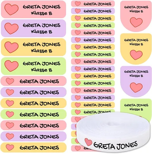 Vista 15 de 155 etiquetas de nombre personalizadas para la escuela de niños, etiquetas para planchar para ropa y etiquetas con nombre, etiquetas para ropa