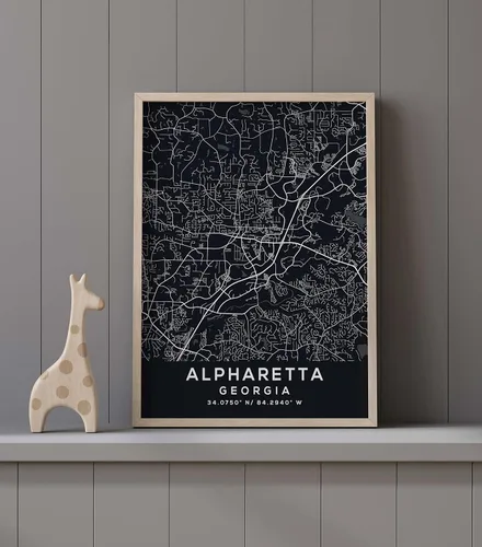 Vista 9 de Map of Alpharetta, Georgia, Evening (36x48)