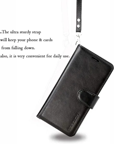 Vista 6 de Funda para Galaxy A10E, funda tipo cartera para Galaxy A10E, piel sintética de alta calidad, funda protectora con ranuras para tarjetas y soporte