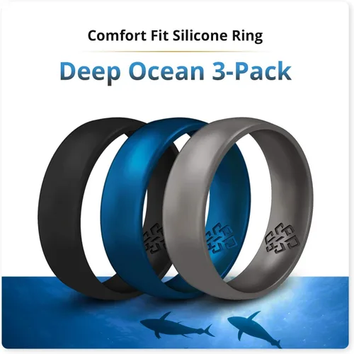 Vista 2 de Knot Theory Anillos de boda de silicona transpirable para hombres y mujeres Anillos de boda de goma de goma para él y ella Regalo de aniversario