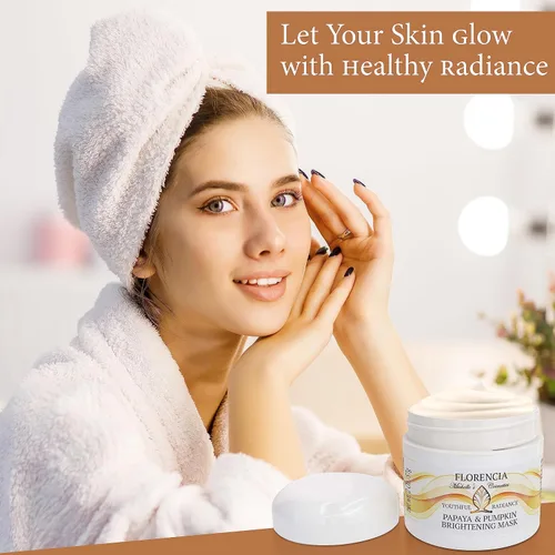 Vista 8 de Florencia Máscara iluminadora de papaya y calabaza. Mascarilla facial natural, exfoliante, suavizante y suavizante. Elimina suavemente las impurezas