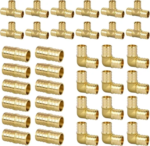 Vista 25 de Acoplamiento Pex de 1/2", Accesorios Pex, Accesorios de Engaste de Latón de Alta Resistencia para Tubos PEX con Construcción Resistente a Fugas