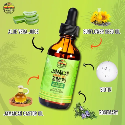 Vista 4 de JAMAICAN Ambre Aceite de ricino negro orgánico – 2 fl oz – Para la fuerza del cabello, cuero cabelludo, aceite de masaje corporal y cejas