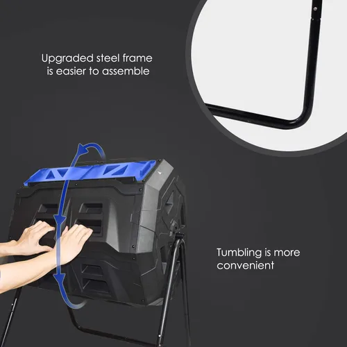 Vista 3 de SQUEEZE master Contenedor grande de compost, giratorio para jardín al aire libre con termómetro, medición automática de temperatura, marco de acero