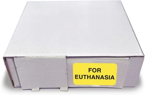 Vista 2 de para instrucciones de cuidado veterinario de eutanasia instrucciones veterinario, material médico, 1-5/8" x 7/8", amarillo fluorescente, 560/rollo