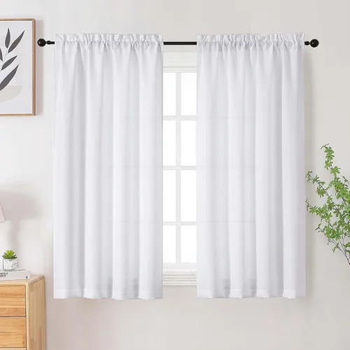 Vista 109 de Cortinas de lino para dormitorio y sala de estar de 96 pulgadas de largo, juego de 2 paneles, con bolsillo para cortinero, filtrado de luz, textura