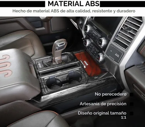 Vista 5 de Voodonala Cubierta de panel de consola de engranajes estilo madera negra para Ford F150 2015-2020 (madera negra, 1 unidad, ABS)