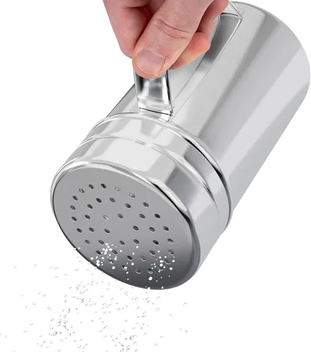 Vista 16 de CUSINIUM - Salero y piminero de acero inoxidable de 6 oz - Con tapa de plástico - Con asa