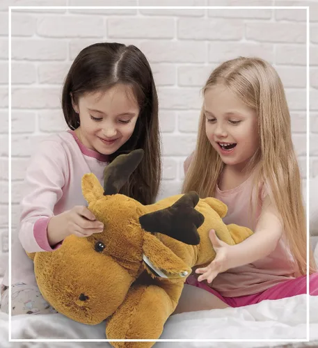 Vista 6 de DolliBu - Almohada de peluche de alce tamaño – Animal súper suave para niños, acogedor compañero de siesta, almohada de suelo para niños y niños
