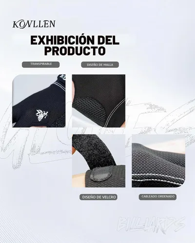 Vista 7 de KONLLEN Breathable Billiards Gloves, Left/Right Hand Negro-izquierda