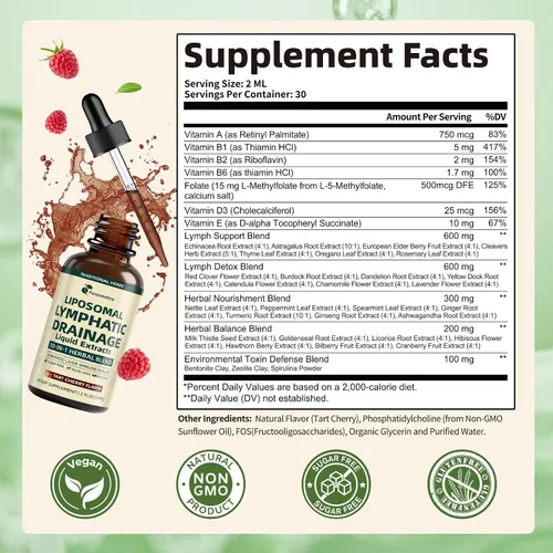 Vista 9 de Liposomal Lymphatic Drainage Supplements with 30-in-1 Herbal Blend