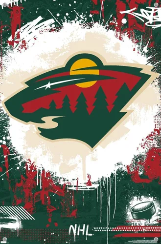 Vista 4 de Trends International NHL Minnesota Wild - Póster de pared con el logotipo Maximalist 23, 14.72 x 22.37 pulgadas, paquete de póster premium y alfiler