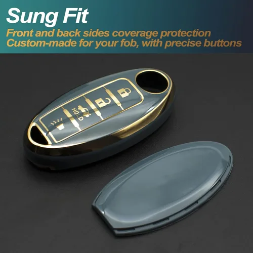 Vista 3 de FEYOUN - Funda de poliuretano termoplástico con 4 botones inteligentes para la llave a control remoto del automóvil; funda compatible