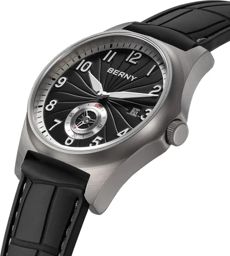 Vista 3 de BERNY Reloj automático de titanio para hombre, relojes de pulsera clásicos para hombre