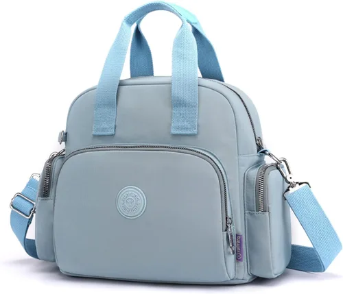 Vista 14 de PORRASSO Mochila para mujer, bolso de hombro multifuncional con puerto de carga USB, bolso cruzado de nailon para trabajo, viajes, citas, negro