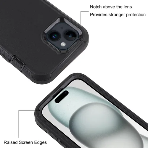 Vista 4 de Co-Goldguard Funda para iPhone 15 de 6.1 pulgadas, resistente de 3 capas, funda protectora resistente para iPhone 15 (negro)