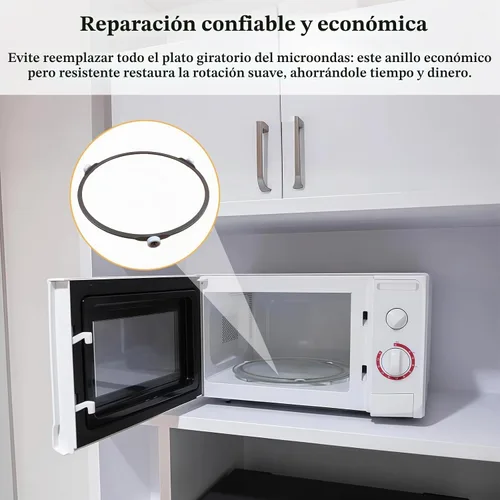 Vista 6 de Anillo de reemplazo para plato giratorio de microondas de 7 pulgadas, piezas de repuesto para girar microondas con 3 rodillos suaves, ajuste