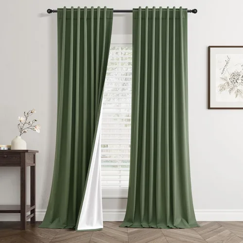 Vista 29 de Jowels - Cortinas opacas con pestaña trasera color beige cálido de 84 pulgadas de largo, 2 paneles para sala de estar y dormitorio, color beige