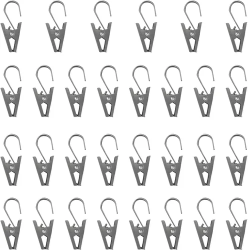 Vista 5 de 20 clips de metal para cortinas con forma de cortinas pesadas de acero inoxidable para cortinas montadas en techo y pared