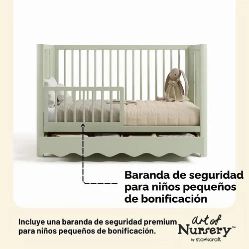 Vista 5 de Storkcraft Casablanca 5-in-1 Convertible Crib with Drawer, Sage Salvia