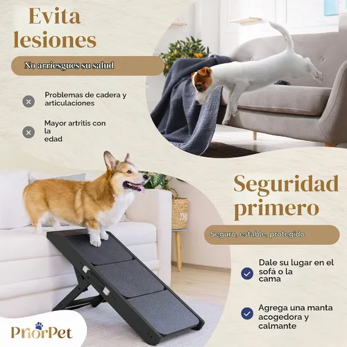 Vista 8 de Rampa para perros para sofá, antideslizante, resistente, plegable, soporta hasta 200 libras, ajustable de 7 a 20 pulgadas, plataforma de aterrizaje