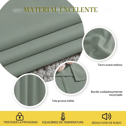 Vista 4 de NICETOWN - Juego de 2 paneles de cortinas opacas de 72 pulgadas de largo con ojales, cortinas sólidas con aislamiento térmico para oscurecimiento