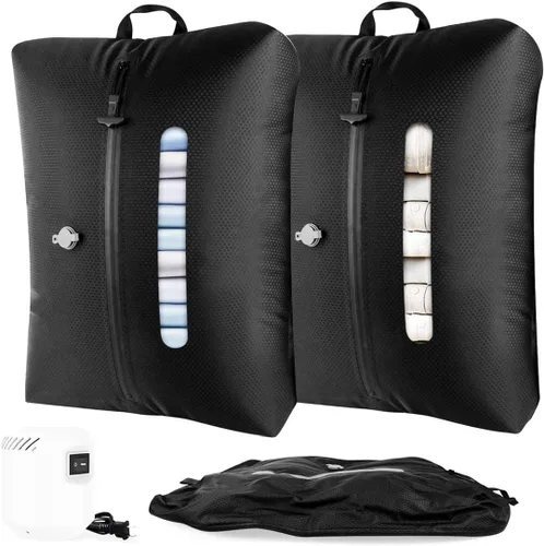 Vista 8 de AIDONS Bolsas de viaje al vacío con bomba – Bolsas de compresión al vacío reutilizables, nailon reforzado 420D, resistentes a desgarros