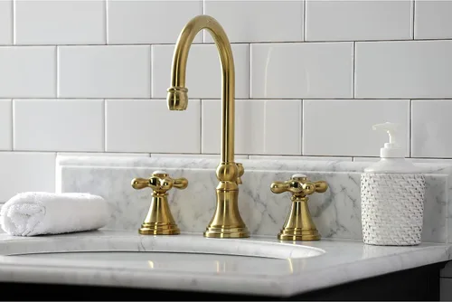 Vista 5 de Kingston Brass KS2987AX Grifo de baño extendido de 8 pulgadas, latón cepillado