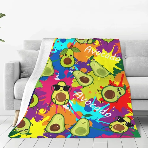 Vista 2 de Manta de franela de aguacates, manta de forro polar, suave y mullida para sofá, dormitorio, sofá, 50 x 40 pulgadas