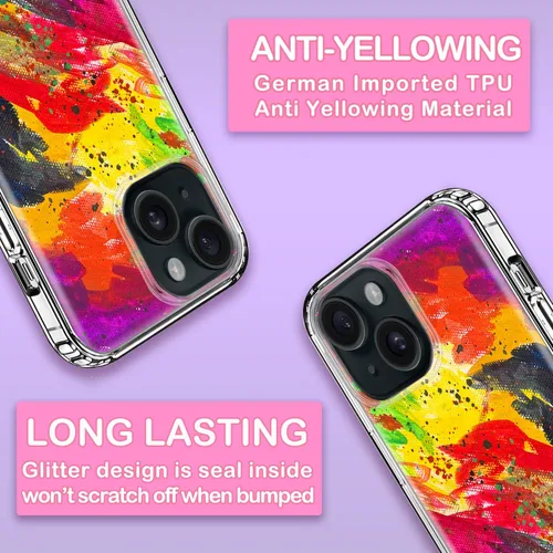 Vista 7 de Funda transparente antiamarillamiento para iPhone 15, 6.1 pulgadas, protección contra caídas de grado militar de 6.6 pies, delgada a prueba