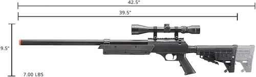 Vista 2 de Potente rifle de francotirador MB13 APS SR-2 con perno metálico Airsoft 450 FPS de acción de un solo perno con alcance 3X, cargador de velocidad