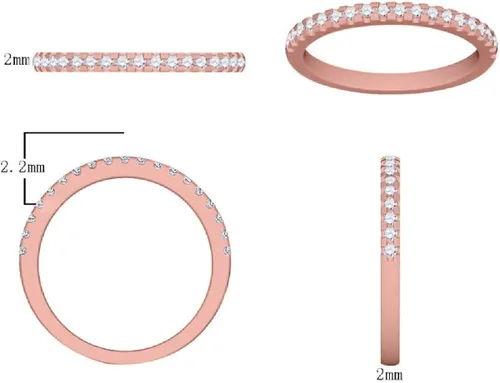 Vista 5 de MauliJewels Alianza de boda antigua con diamantes redondos de 0.25 quilates para mujer, oro macizo de 14 quilates