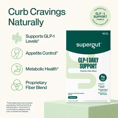 Vista 2 de Supergut GLP1 Daily Support - Suplemento en polvo de GLP-1 de alta fibra para mujeres y hombres, mezcla de bebida sin azúcar para la salud