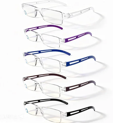 Vista 5 de AQWANO 5 Pack Rimless Reading Glasses Women Men Blue Light Block, Lightweight Clear Frames Computer Readers Anti Glare
