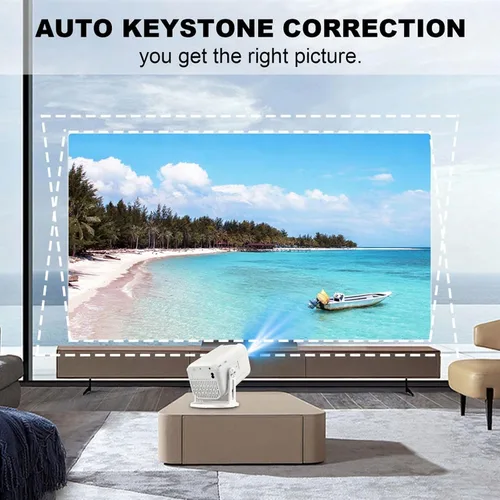 Vista 5 de Mini proyector con WiFi y Bluetooth, compatible con proyector portátil 4k 1080P HD, corrección trapezoidal automática, 180 α giratorio, compatible