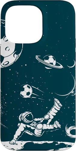 Vista 21 de Funda para iPhone 16 para teléfono de fútbol, amante del fútbol, jugador de fútbol espacial, funda de astronauta