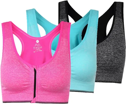 Vista 41 de Brasier deportivo o para yoga con cierre frontal de ganchos y cremallera para mujer