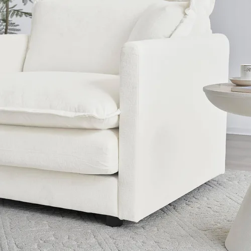 Vista 8 de Sofá modular de felpilla de 111.4 pulgadas, moderno juego de sofá de 3 asientos con asiento profundo, cómodo sofá nube con cojín de espuma doble