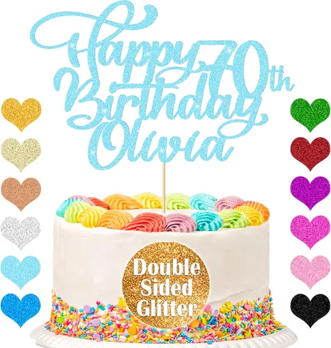 Vista 2 de Decoración personalizada para pastel de cumpleaños, decoración de pastel de cumpleaños, cualquier nombre, edad 1, 10, 16, 18, 20, 21, 30, 40, 50