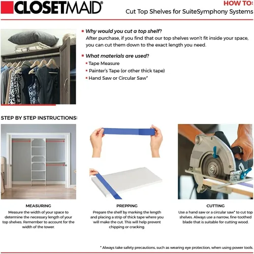Vista 5 de ClosetMaid SuiteSymphony Juego de organizador de armario de madera con torre, 3 varillas para colgar, estantes superiores, 2 cajones, ajustable