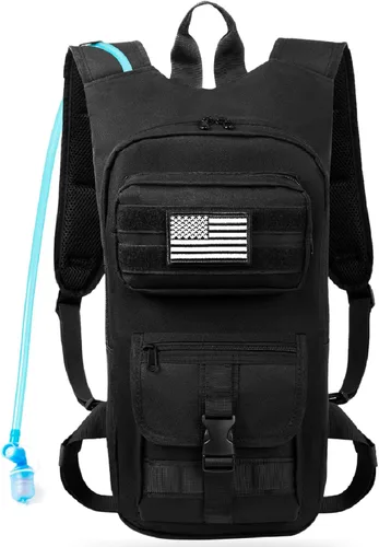 Vista 9 de Mochila de hidratación, táctica Molle Water con vejiga de agua de TPU de 2 L, para hombres y mujeres, mochila de agua ligera, paquete de hidratación