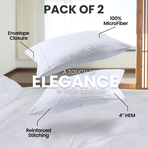 Vista 5 de Utopia Bedding Fundas de almohada estándar, paquete de 2, cierre de sobre, tela de microfibra cepillada suave, fundas de almohada resistentes al