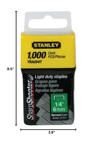 Vista 2 de Stanley Tra204T - Grapas de corona estrecha de 1/4 de pulgada, paquete de 1000 (paquete de 1000)