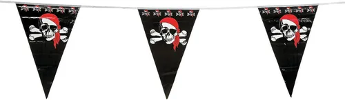 Vista 2 de Cartel pirata – Banderín pirata – Bandera Jolly Roger de 100 pies – 1 pieza – Decoración de fiesta de pirata – Decoración de pirata – Decoración
